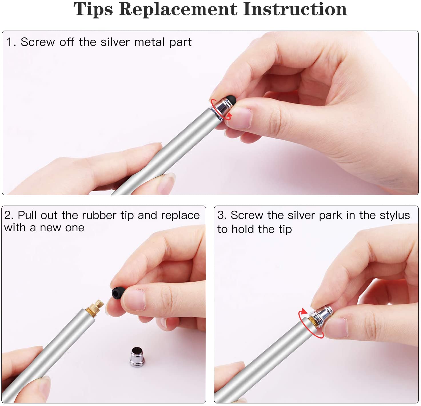 Stylus Touch Screen Pen Fiber Tip Aluminum Lightweight Silver Color  - BFZ51 1677-4