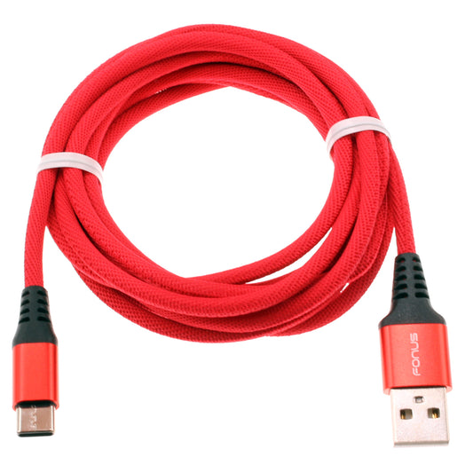 image of Red 6ft USB-C Cable Type-C Charger Cord Power Wire Long  - BFK59 1414-1