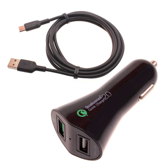 image of Car Charger 30W Fast 2-Port USB 6ft Cable Type-C Quick Charge  - BFA56 852-1