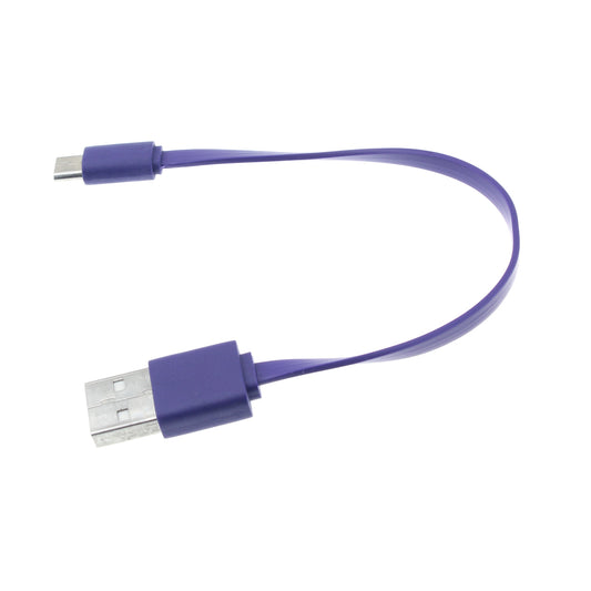 image of Short USB Cable MicroUSB Purple Charger Cord Power  - BFB04 239-1