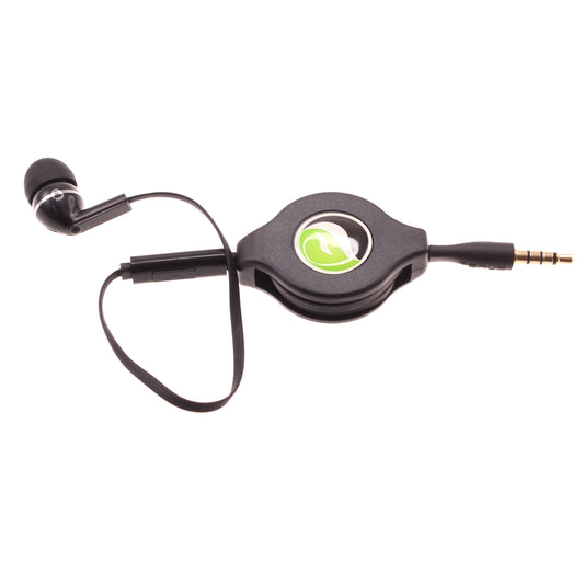 image of Retractable Mono Earphone Headphone 3.5mm w Mic Headset Handsfree Earbud  - BFF75 436-1