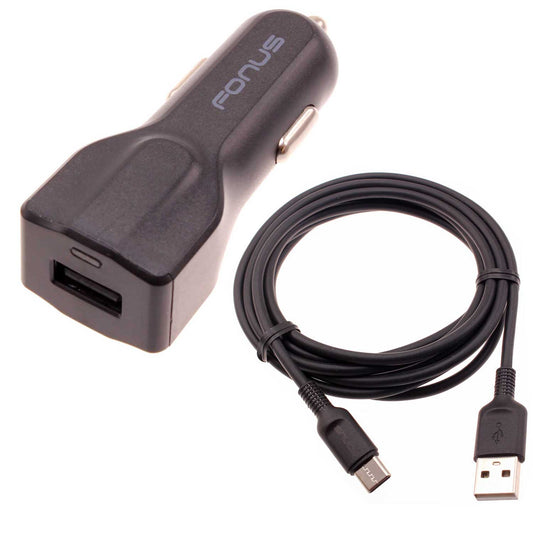 image of Car Charger 18W Fast USB Port 6ft Cable Type-C Quick Charge  - BFK42 973-1