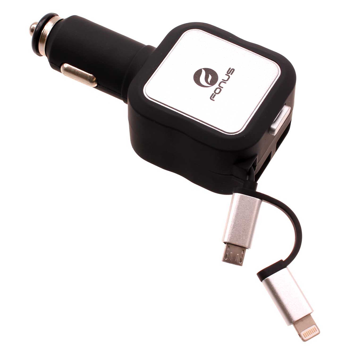 Car Charger Retractable 4.8Amp 2-Port USB 2-in-1 DC Socket  - BFC82 833-1