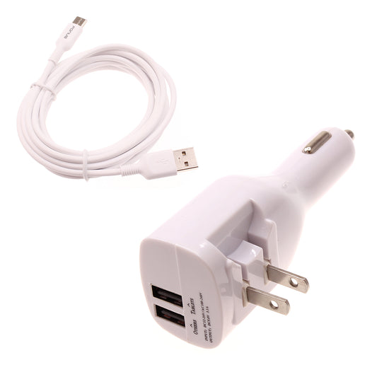 2-in-1 Car Home Charger 6ft Long USB-C Cable TYPE-C Cord Travel Power Adapter Charging Wire Folding Prongs  - BFY12 1733-1