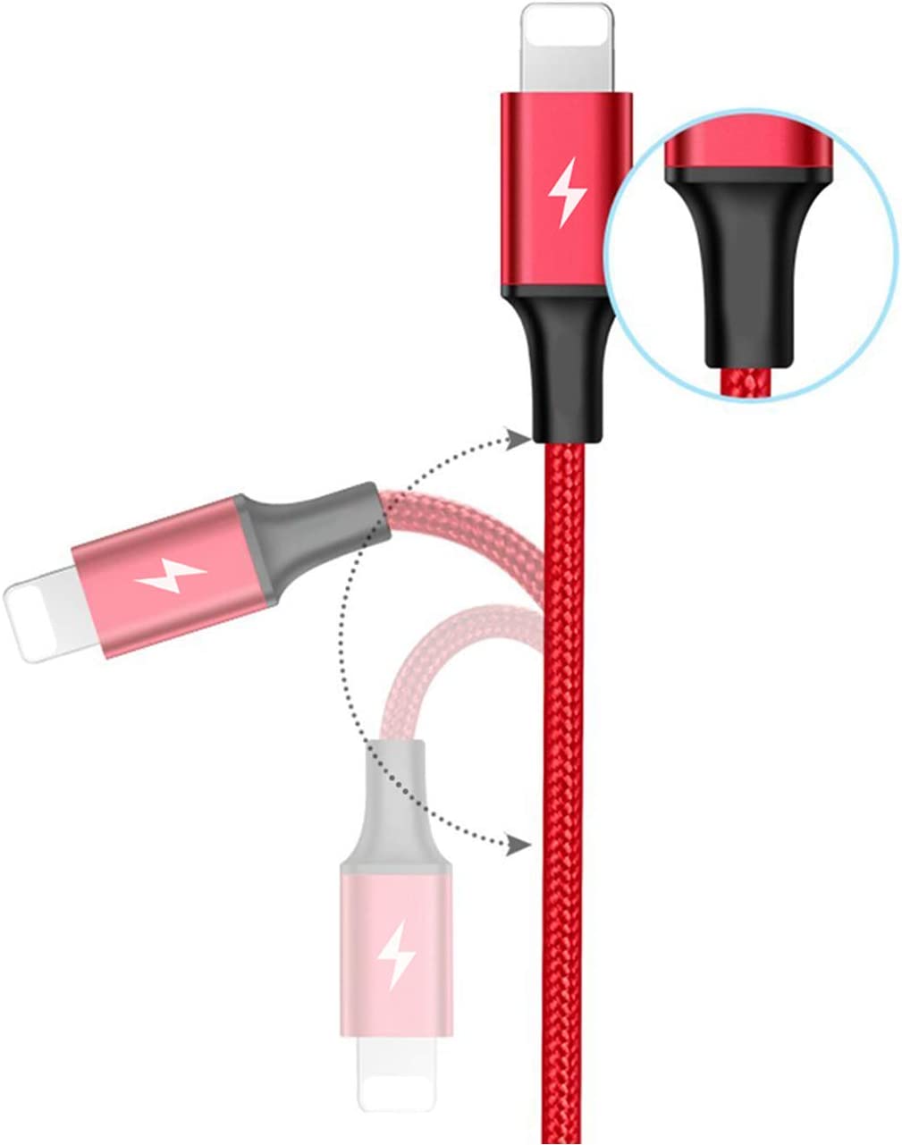 3-in-1 USB Cable (Type-C, 8-Pin, Micro-USB)  Charging Wire  Power Cord  USB-C  Sync  - BFG72 1858-5