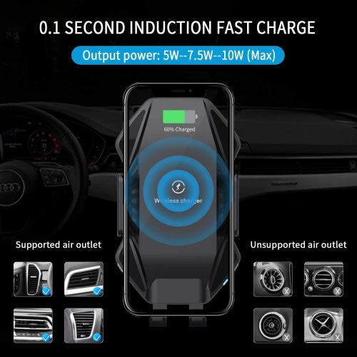 Car Wireless Charger Mount Dashboard Air Vent Holder  Fast Charge Auto Sensor Dock  - BFA75 1511-3