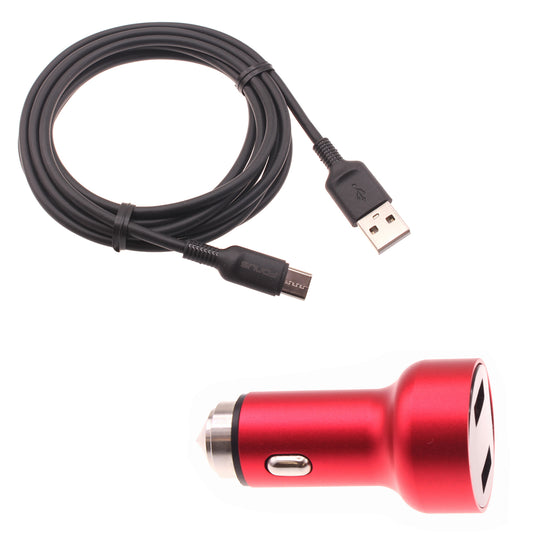 image of Car Charger 24W Fast 2-Port 6ft USB-C Cable DC Socket Power  - BFE14 1496-1