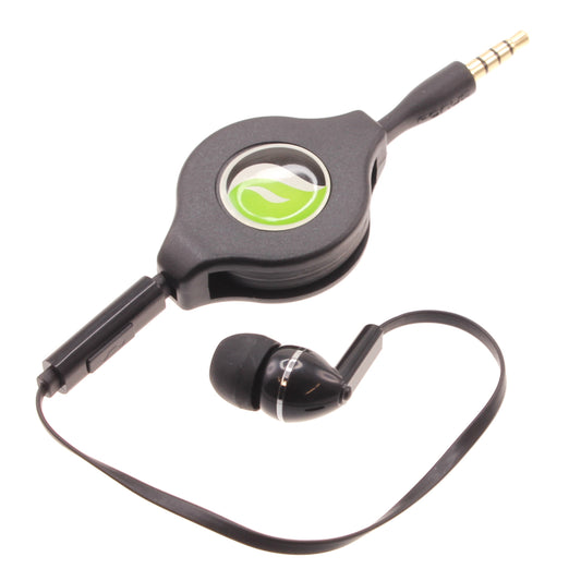 image of Retractable Mono Earphone Headphone 3.5mm w Mic Headset Handsfree Earbud  - BFF75 436-1