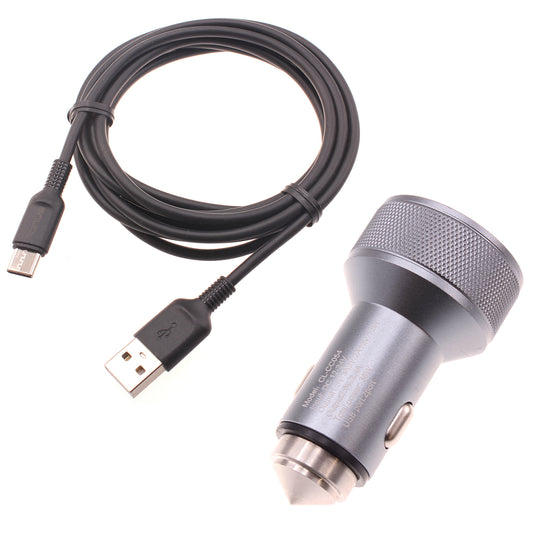 image of Car Charger 24W Fast 2-Port 6ft USB-C Cable DC Socket Power  - BFE15 1497-1