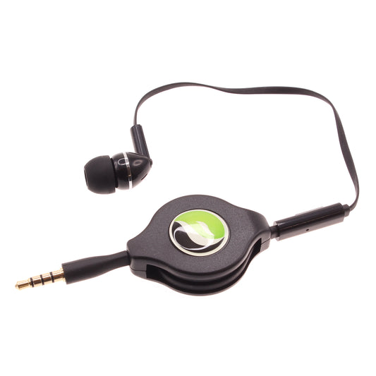 image of Retractable Mono Earphone Headphone 3.5mm w Mic Headset Handsfree Earbud  - BFF75 436-1