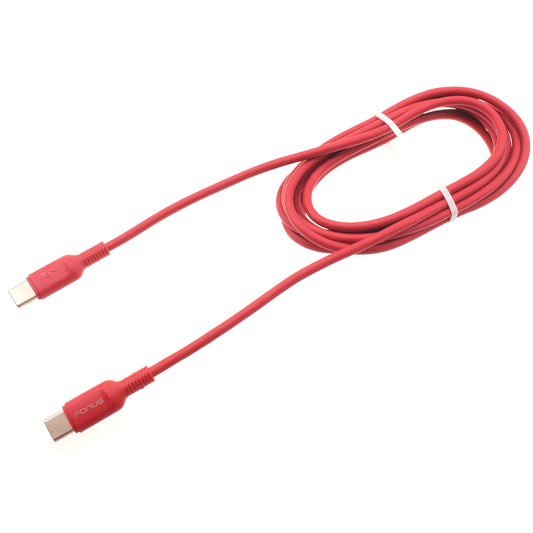 image of Red 6ft Long Cable USB-C to Type-C PD Fast Charger Cord Power Wire  - BFD18 1422-1