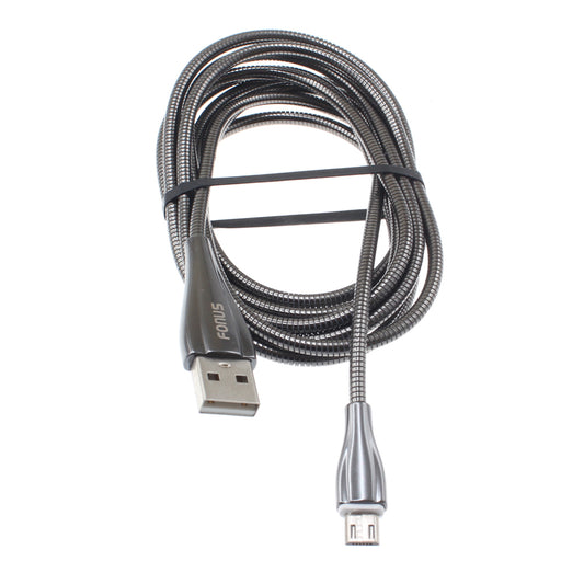 image of Metal USB Cable 6ft MicroUSB Charger Cord Power Wire  - BFR90 1171-1