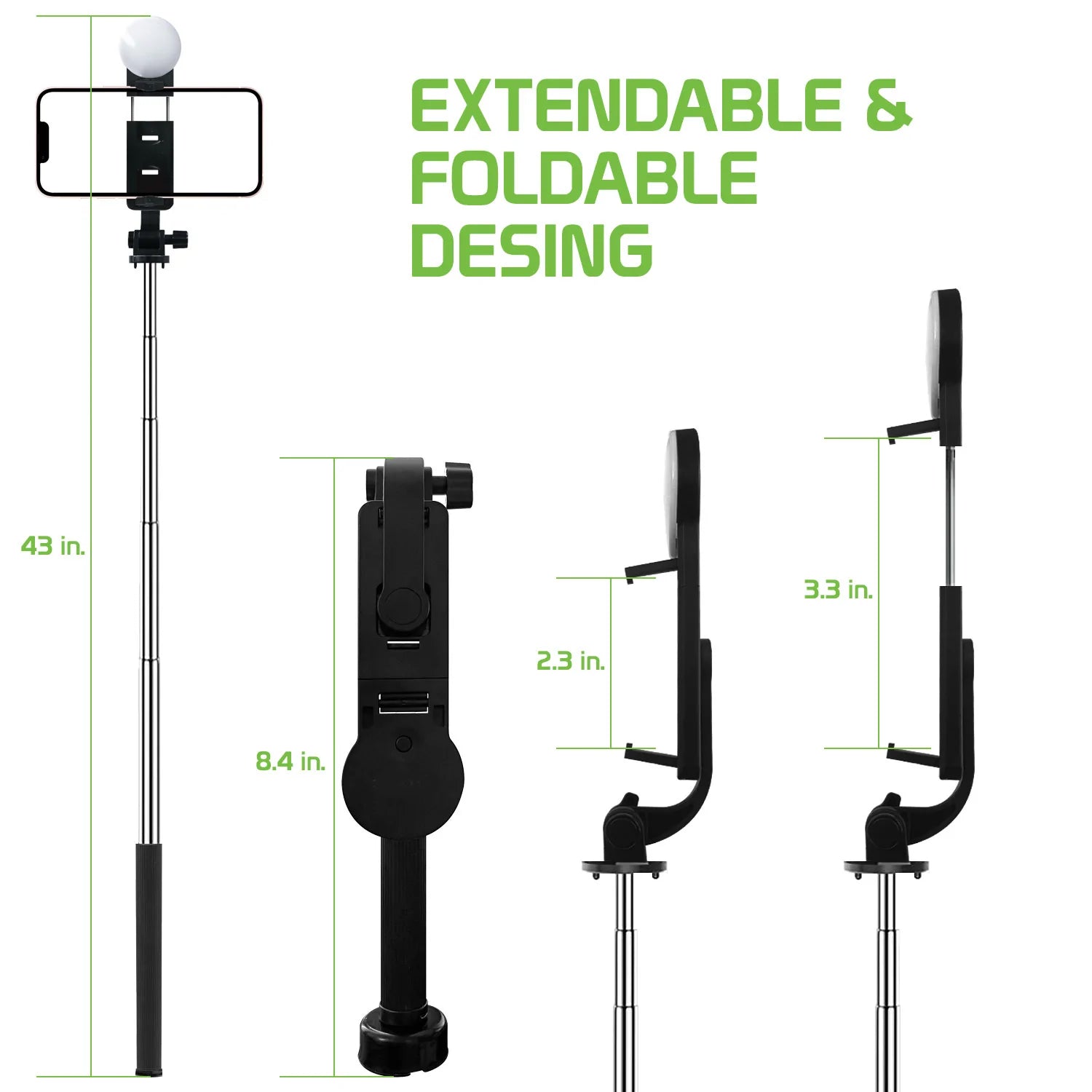 Selfie Stick Wireless Built-in Tripod Remote Shutter Stand Self-Portrait  - BFZ98 1712-2