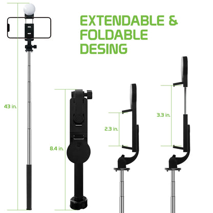 Selfie Stick Wireless Built-in Tripod Remote Shutter Stand Self-Portrait  - BFZ98 1712-2