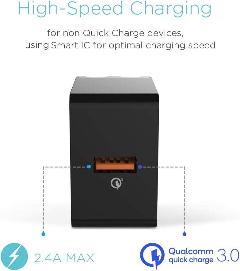 18W Adaptive Fast Home Wall Charger QC3.0 6ft Long USB-C Cable 2056-4