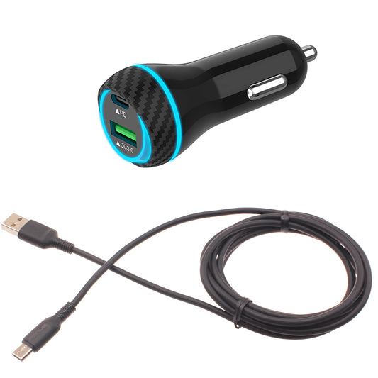 image of Quick Car Charger 43W 2-Port USB Cable Type-C PD  Power Adapter  - BFE20 1465-1