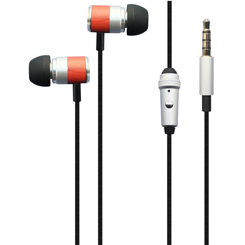 Wired Earphones Hi-Fi Sound Headphones Handsfree Mic Headset Wooden Earbuds  - BFF98 430-1