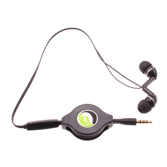 Retractable Earphones Headphones Hands-free Headset 3.5mm w Mic Earbuds  - BFF93 439-1