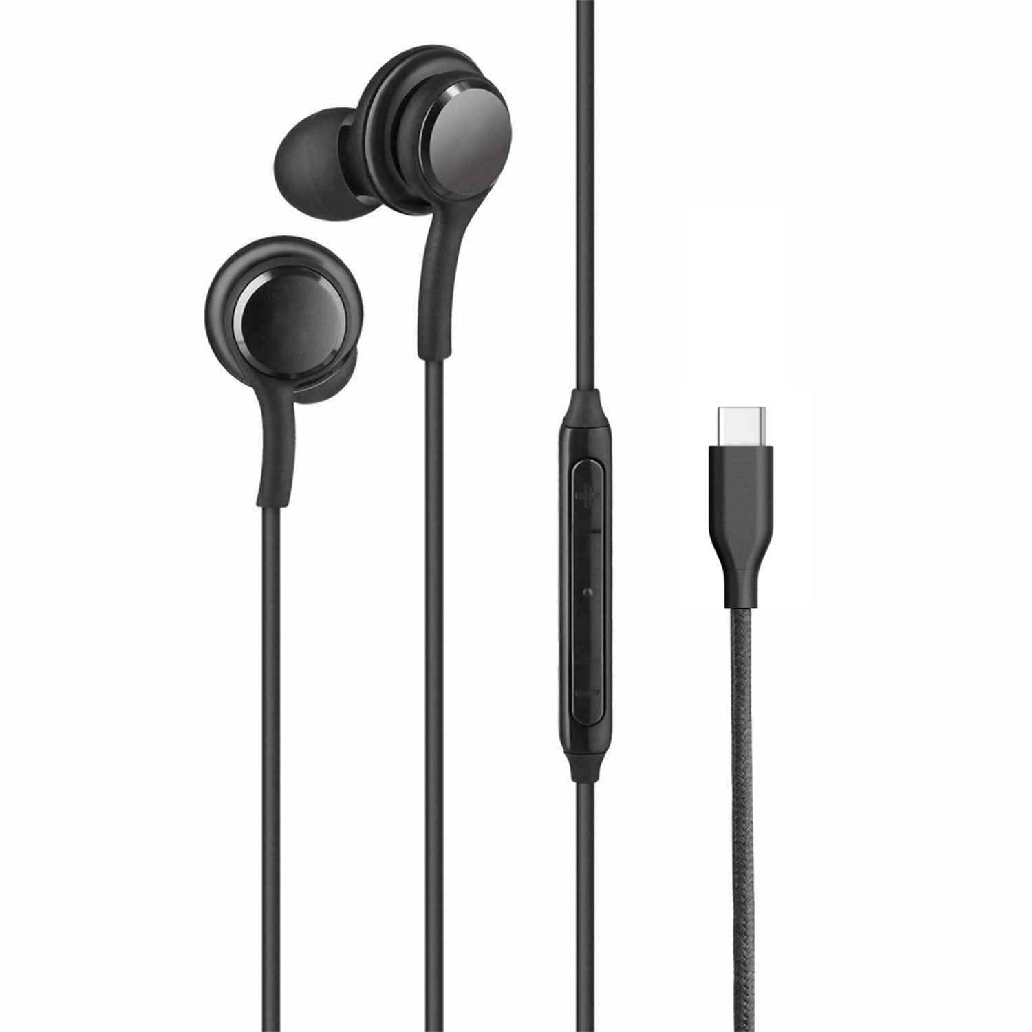TYPE-C Earphones Wired Earbuds Headphones - Black 2084-1