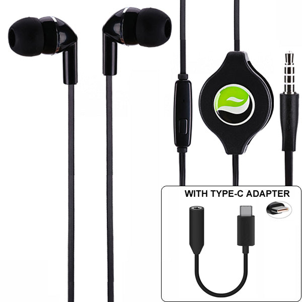 Earphones Retractable Type-C Adapter Headset Hands-free Mic Earbuds  - BFP13 872-1