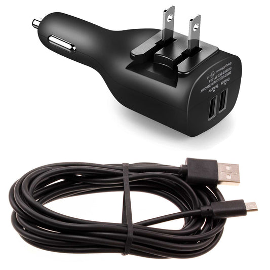 image of 2-in-1 Car Home Charger 6ft Micro USB Cable Long Cord Travel Power Adapter Charging Wire Folding Prongs  - BFY09 1730-1