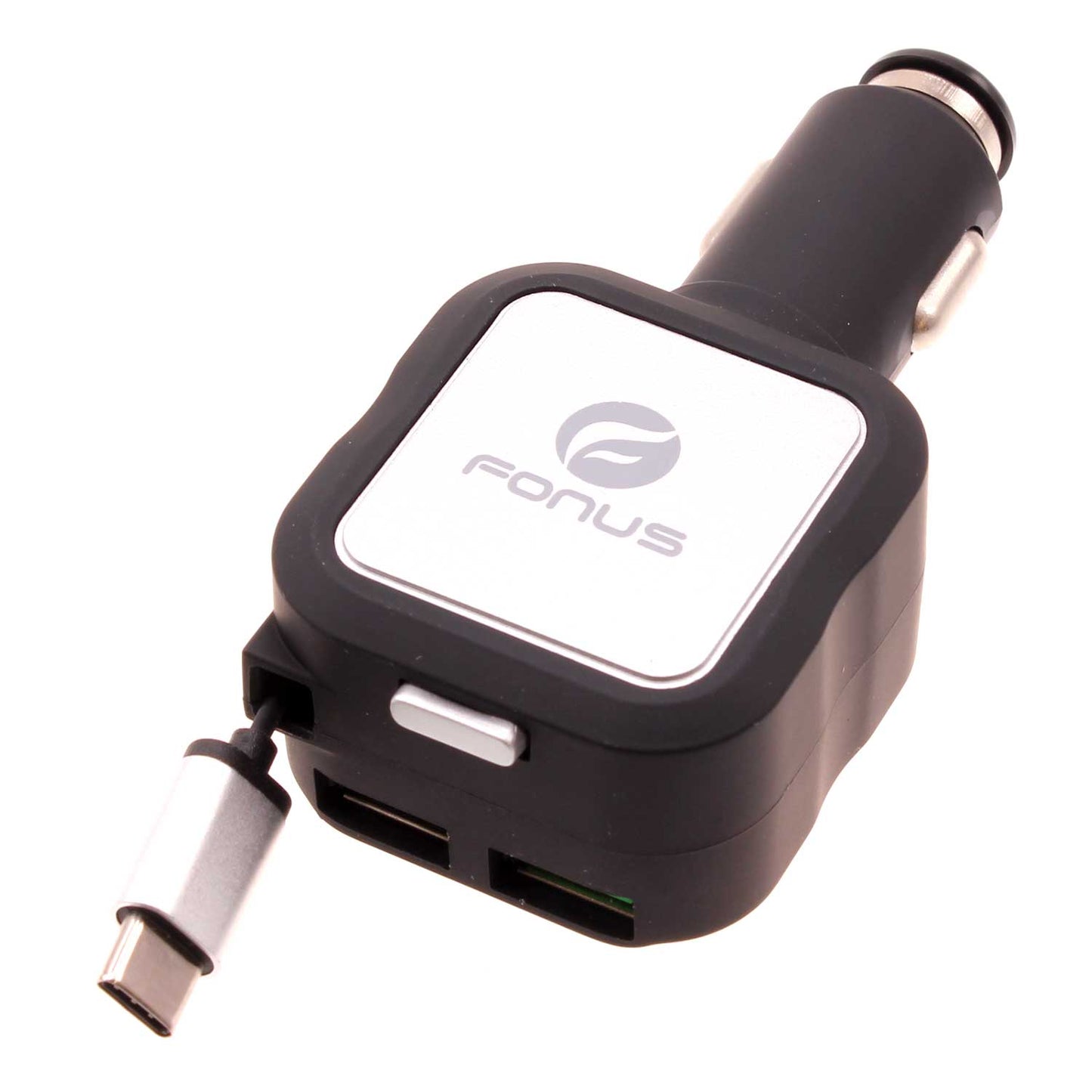 Car Charger Retractable 4.8Amp Type-C 2-Port USB Fast Charge  - BFM43 1064-1