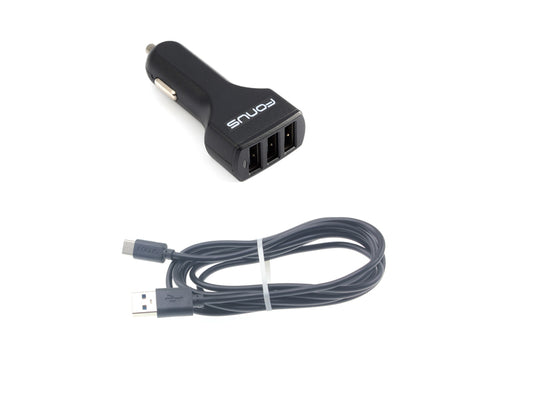 image of Car Charger 36W 3-Port USB 4.8A Type-C Cable 6ft  - BFM40 851-1