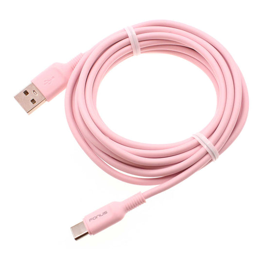 10ft Long USB-C Cable Pink Charger Cord Power Wire Type-C Fast Charge  - BFJ16 1574-1