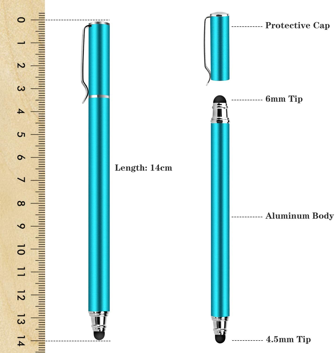 Stylus Touch Screen Pen Fiber Tip Aluminum Lightweight Blue  - BFZ50 1675-3