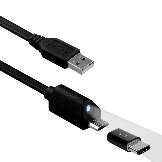 image of 2-in-1 6ft Long USB Cable Micro-USB and USB-C Type-C Adapter Fast Charging Power Cord Sync Wire  - BFH07 1873-1