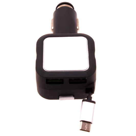 image of Car Charger Retractable 4.8Amp Type-C 2-Port USB Fast Charge  - BFM43 1064-1