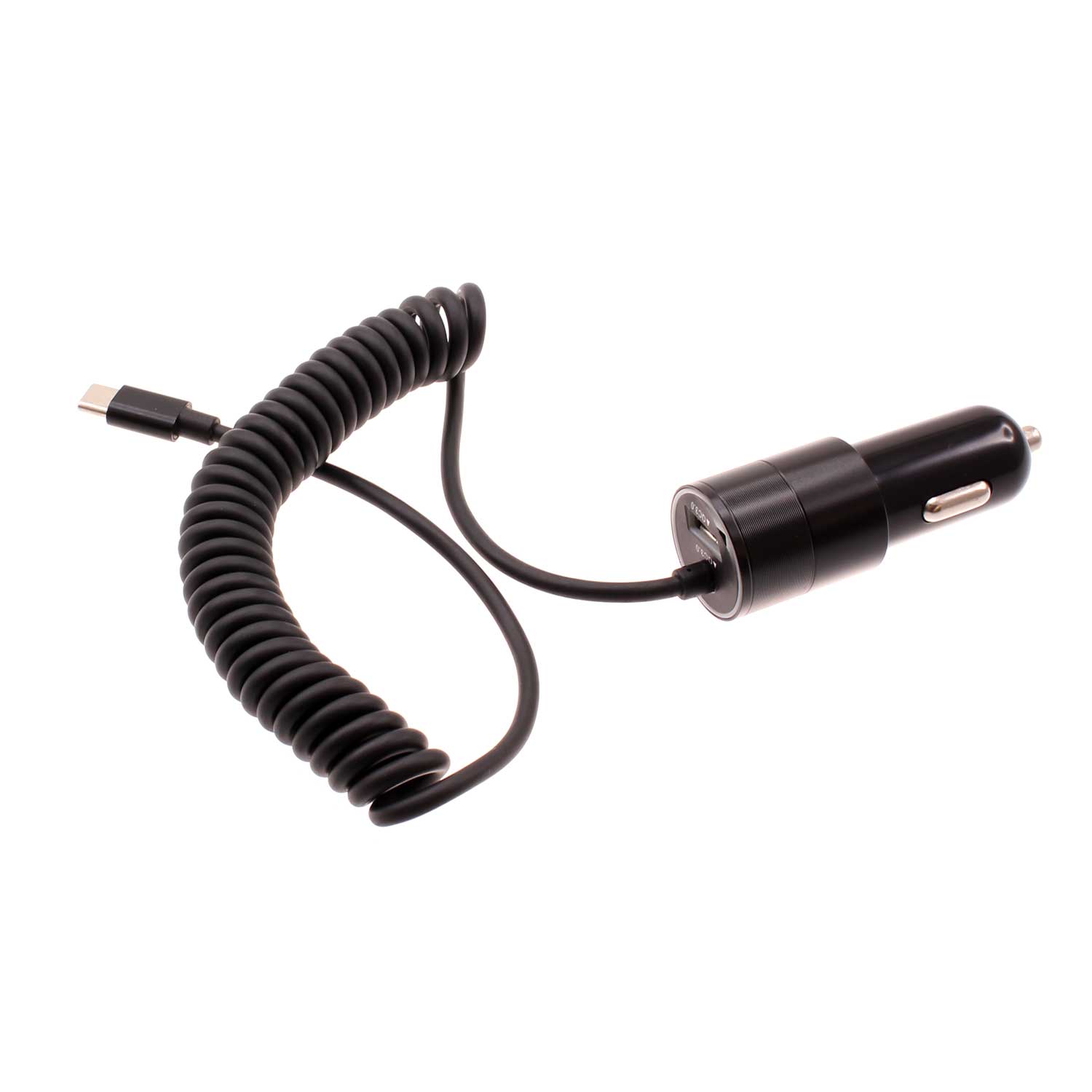 36W Fast Car Charger USB-C Power Adapter Coiled Type-C Cable Extra USB Port DC Socket  - BFJ27 1573-1