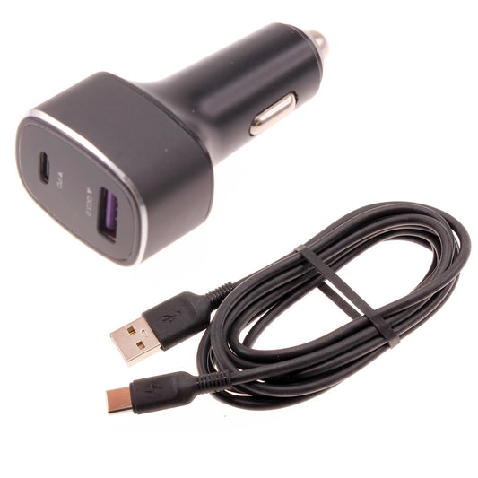 image of 36W PD Fast Car Charger 6ft USB-C Cable 2-Port Long Cord  Power Adapter Type-C Wire  - BFY32 1756-1