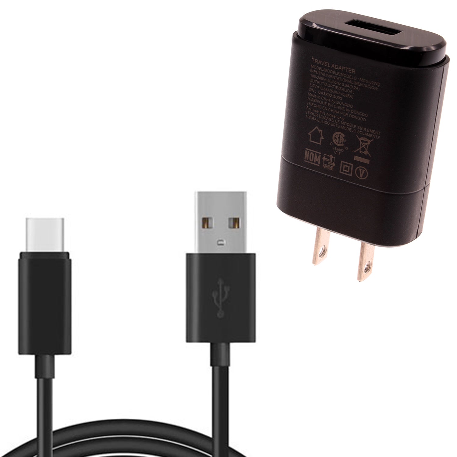 Home Wall USB Charger with 6ft Long Type-C Cable 2032-1