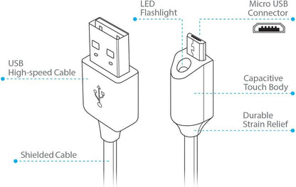 2-in-1 6ft Long USB Cable Micro-USB and USB-C Type-C Adapter Fast Charging Power Cord Sync Wire  - BFH07 1873-6