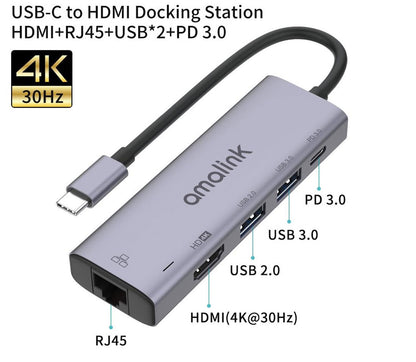 5-in-1 RJ45 HDMI Adapter Hub Charging Port 2012-5