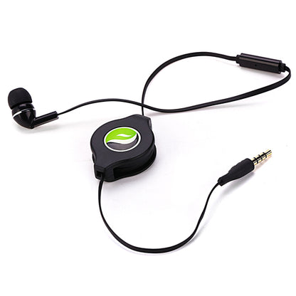 Retractable Mono Earphone Headphone 3.5mm w Mic Headset Handsfree Earbud  - BFF75 436-5