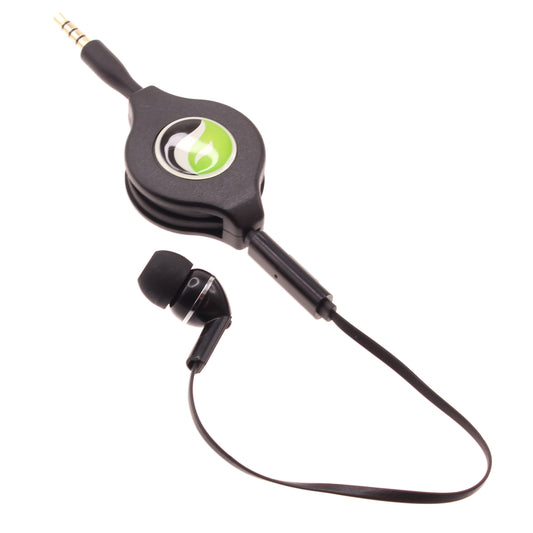 image of Retractable Mono Earphone Headphone 3.5mm w Mic Headset Handsfree Earbud  - BFF75 436-1