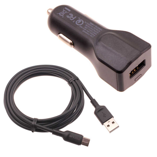 image of Car Charger 24W Fast 2-Port USB 6ft Cable Type-C Turbo Charge  - BFB71 966-1