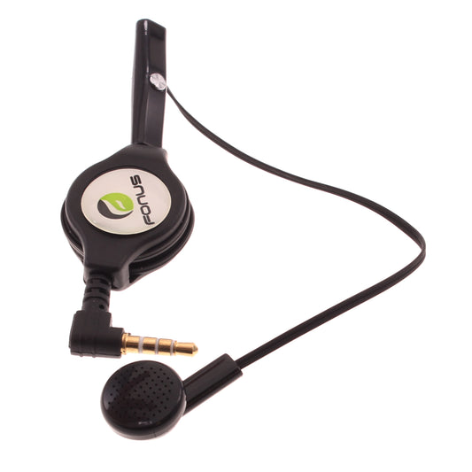 image of Retractable Mono Earphone Headphone 3.5mm w Mic Headset Handsfree Earbud  - BFJ80 384-1