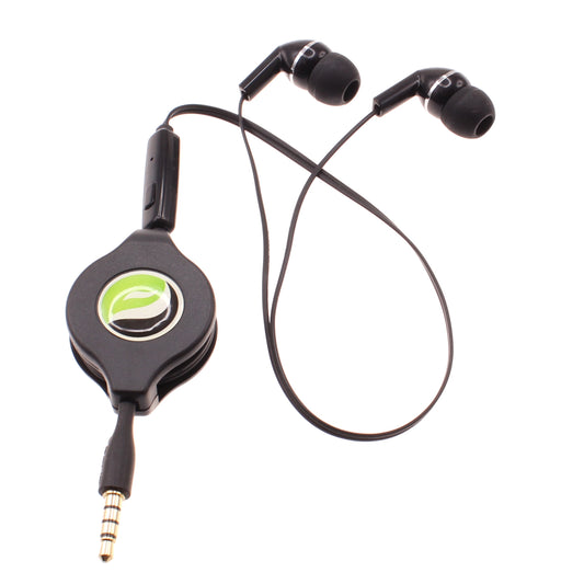 image of Retractable Earphones Headphones Hands-free Headset 3.5mm w Mic Earbuds  - BFF93 439-1