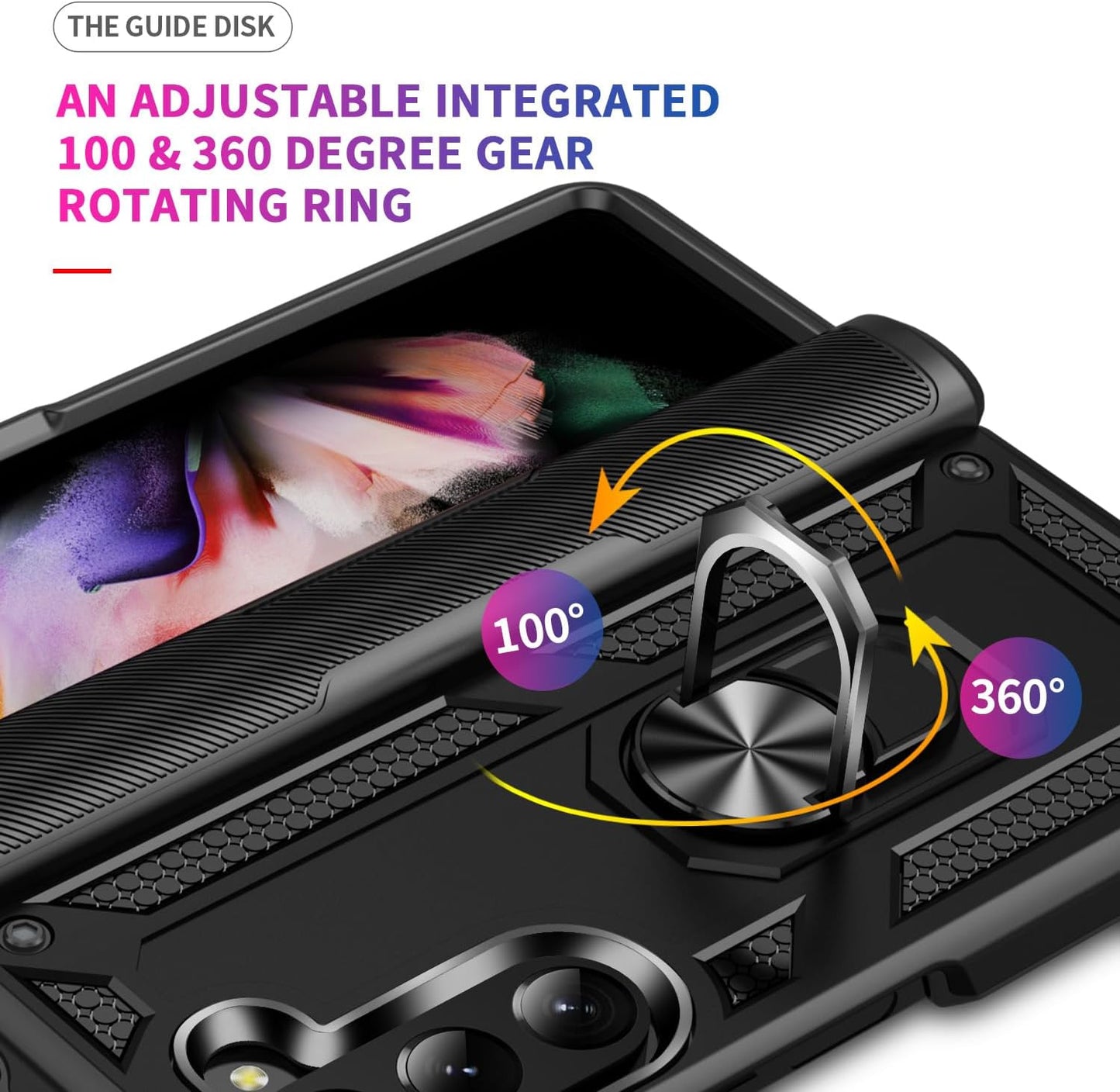 Magnetic Ring Kickstand Hybrid Case Cover for Samsung Galaxy Z Fold 5 2028-6