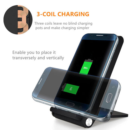 Wireless Charger 10W Fast Folding Stand 3-Coils Charging Pad  - BFK79 986-3