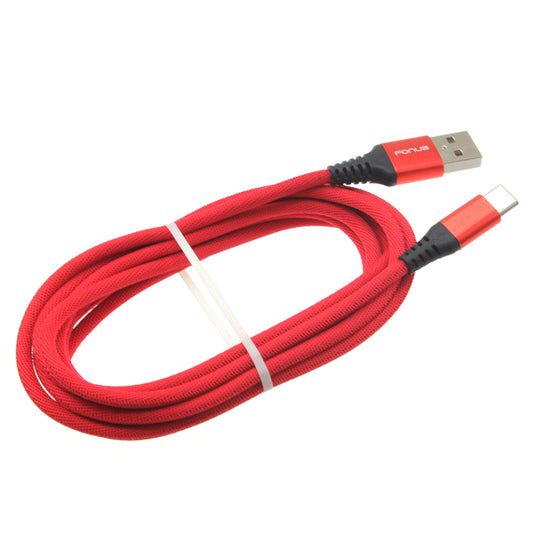 image of Red 6ft USB-C Cable Type-C Charger Cord Power Wire Long  - BFK59 1414-1