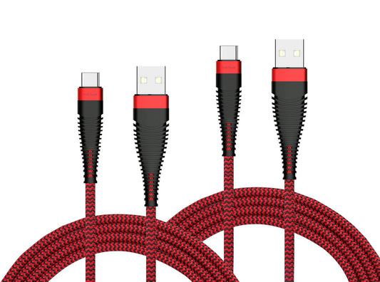 6ft and 10ft Long USB-C Cables Fast Charge TYPE-C Cord Power Wire Data Sync Red Braided  - BFY76 1803-1