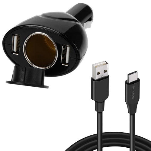 image of 2-Port USB Charger 6ft Type-C Cable Power Cord DC Socket Splitter USB-C Wire  - BFA87 1553-1