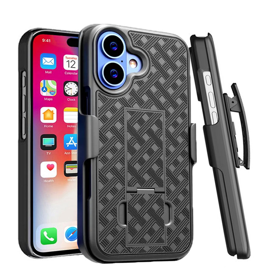 For iPhone 16 Plus - Case with Belt Clip Holster Kickstand 2125-1