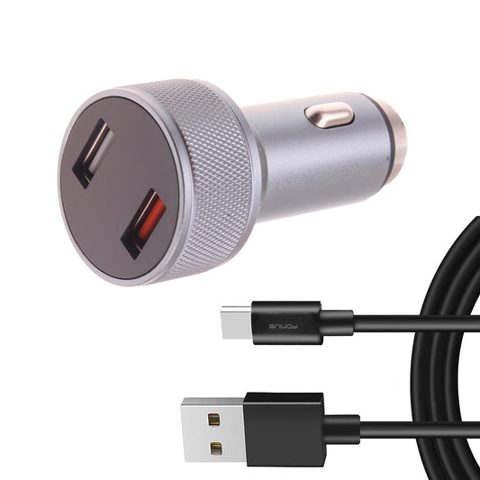 image of Car Charger 24W Fast 2-Port 6ft USB-C Cable DC Socket Power  - BFE15 1497-1