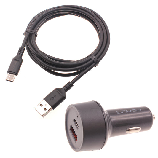 image of Quick Car Charger 36W 2-Port USB Cable Type-C PD  Power Adapter  - BFE16 1469-1