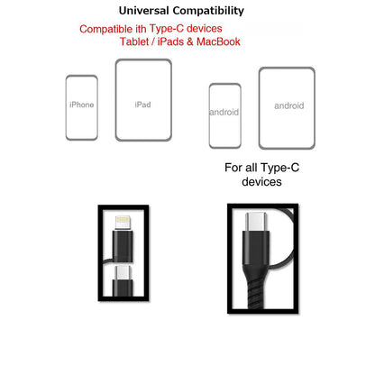 4-in-1 USB-C Cable Fast Charger Power Cord [Type-C, iPhone, USB-A] Wire USB  - BFJ52 1673-5